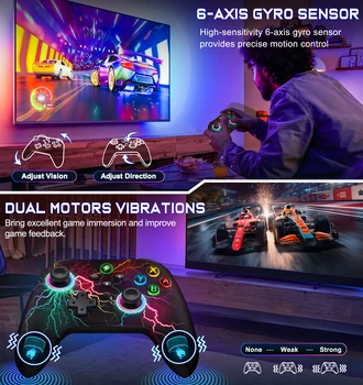 DinoFire Q212 Wireless Gamepad for iOS/Android/Switch/Switch Lite/Switch OLED Controller with Programmable Turbo 6