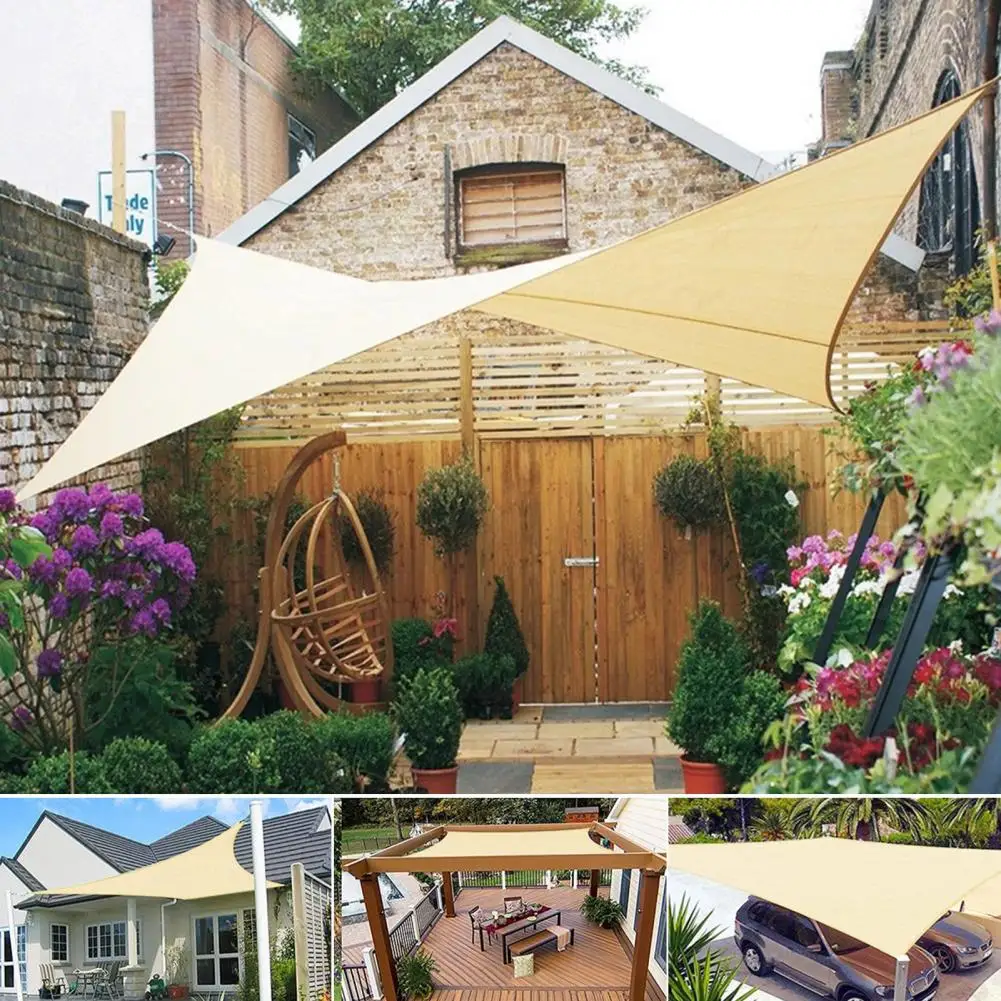 Outdoor Sun Shade Sail Windproof Rope UV Blocking Rectangle Canopy Permeable Breathable Heavy Duty Deck Backyard Patio Shad