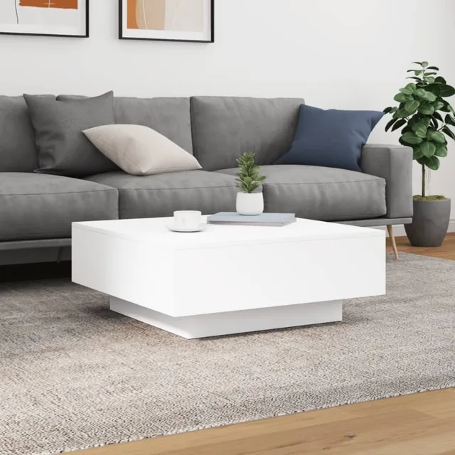 Table basse blanche 80x80x31 cm en bois d'ingénierie 1