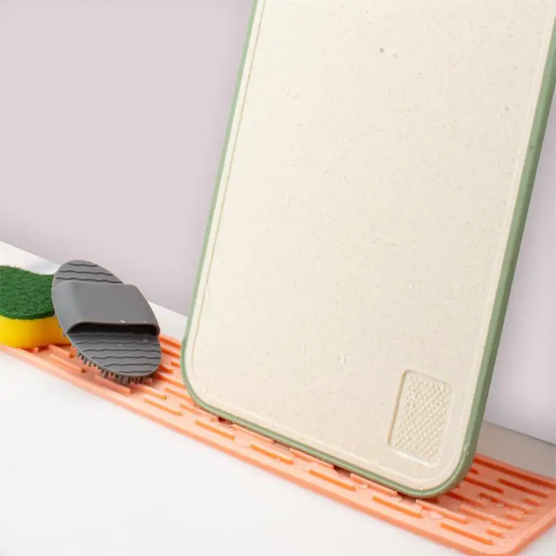 55cm Silicone Tableware Cushion Anti Slip Sink Mat Faucet Absorbent Mat Sponge Cup Dish Drying Tray Kitchen Specialty Gadget