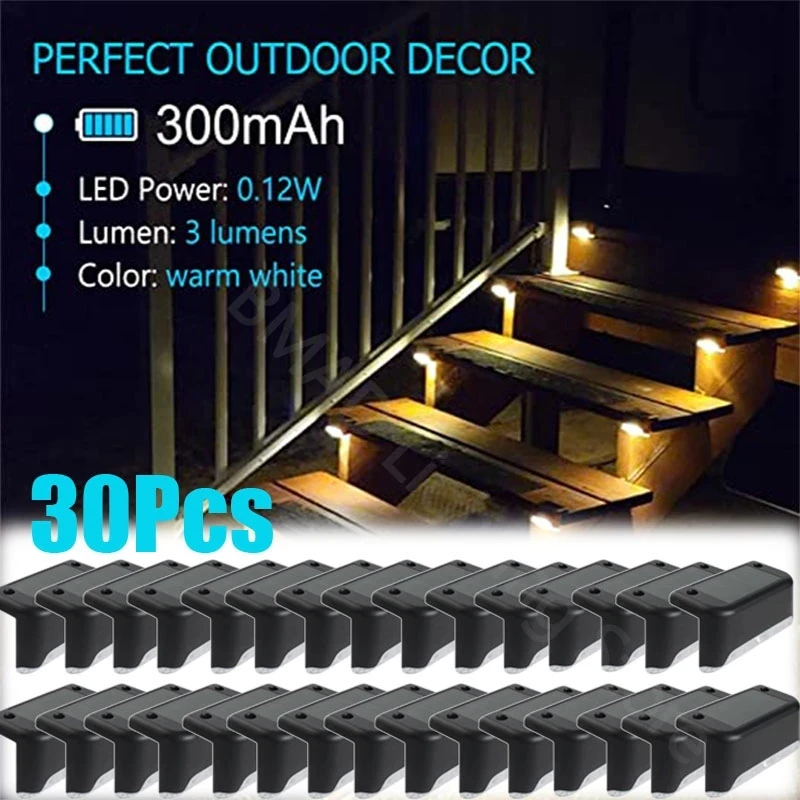 

White Led Solar Lights Outdoor Solar Path Garden Light Waterproof Solar Step Lamps Decoration for Patio Stair Fence Courtyard