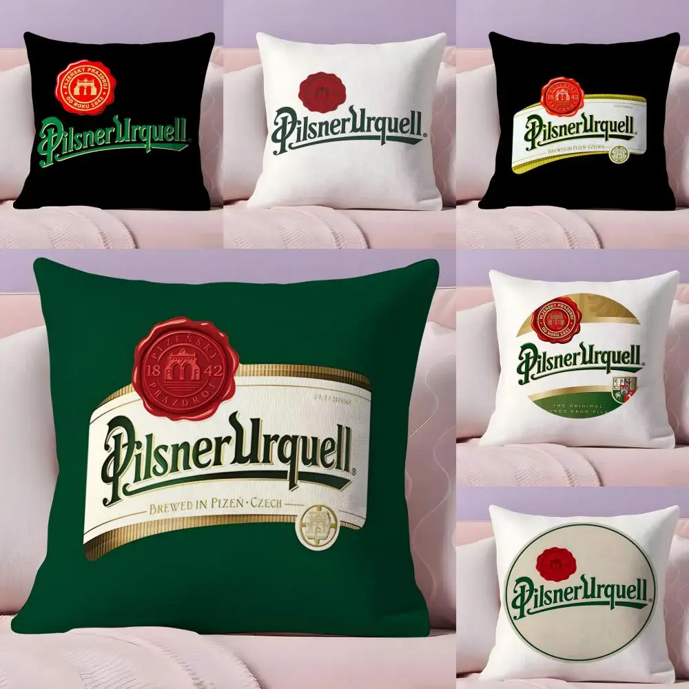 P-Pilsner-U-UrquellS 맥주 브랜드 쿠션 커버 플러시 패브릭 부드러..