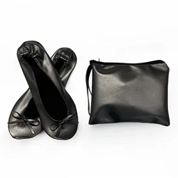 Women's Foldable Portable Ballet Flats - Compact Travel Slippers with Carrying Bag - 42-43 (Grey)