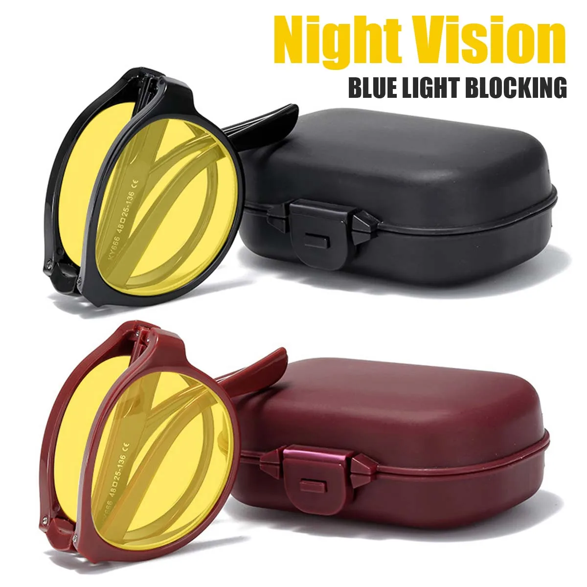Anti-Glare Goggle Shades Night Vision Glasses for Driving with Box Men Women Foldable Round Blue Light Blocking Computer Glasses night vision glasses night vision sunglasses driving sunglasses