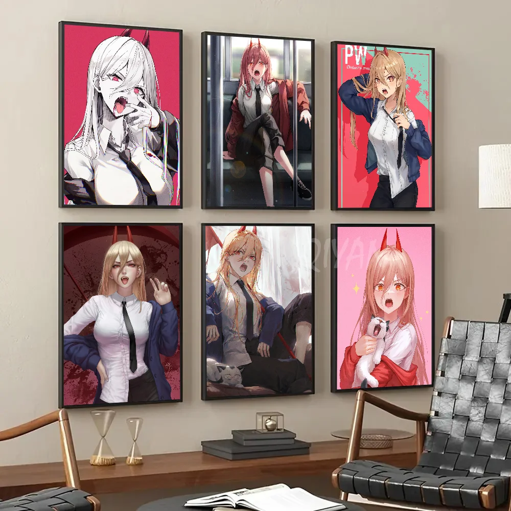 

Anime Girl Power Chainsaw Man Poster Paper Print Home Living Room Bedroom Entrance Bar Restaurant Cafe Art Painting Decoration