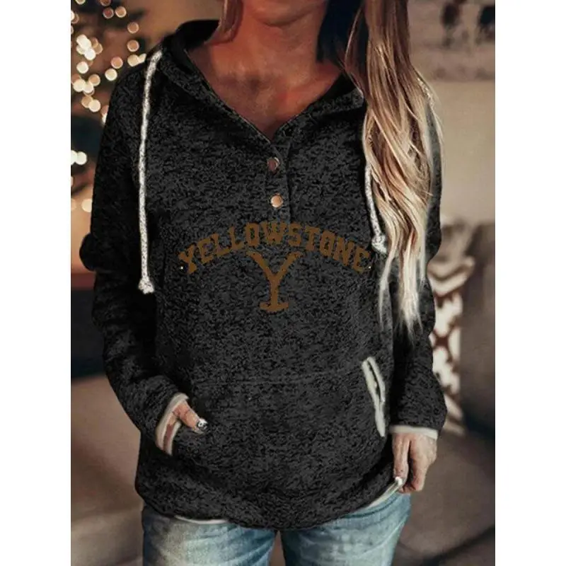 2023 New fashion all-match printed round tie cap hoodie hoodie ladies