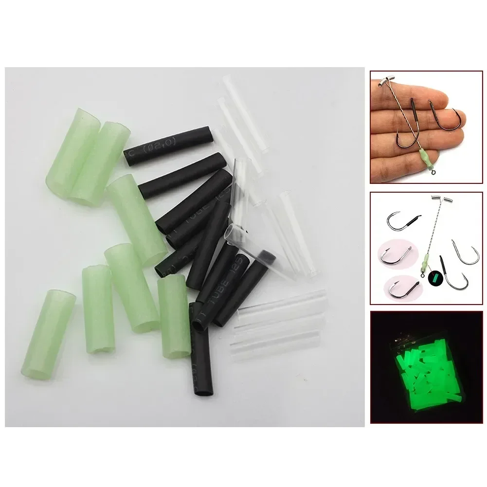 50/100pcs Heating Shrink Tubing For Carp Rigs Heat Shrink Tube Hook Sleeves Luminous Sea Fishing Rigging Shrinkable Tube