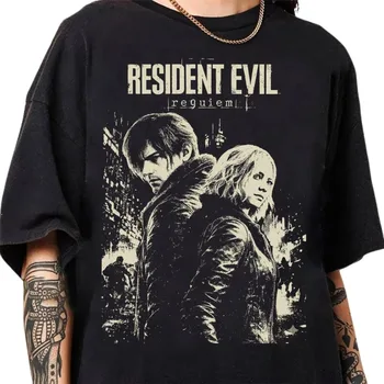Retro Resident Evil Requiem T-shirt, Resident Evil Game T-shirt, Summer New Cotton Retro Unisex Casual Fashion T-shirt 1