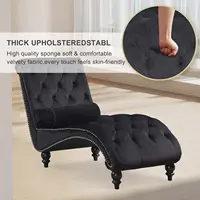 Chaise Lounge Indoor,Velvet Upholstered Lounge Chair Button-Tufted Armless Chair with Pillow, for Bedroom Living, Customized 3