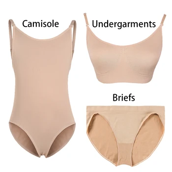 Indumenti intimi a canotta senza cuciture nudi Slip Body da danza classica per ginnastica da ballo con cinghie trasparenti regolabili
