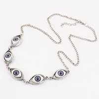 Colliers Vintage Punk mauvais œil, 5 pièces, globe oculaire bleu, connexion exagérée, plusieurs denses, mauvais yeux 6