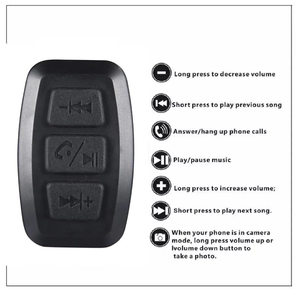Wireless Remote Controller Wireless Remote Control Car Wireless BT Button Remote Controller Auto Universal Motorcycle Handlebar Smart Button For Phone Answer Calls & Control Music