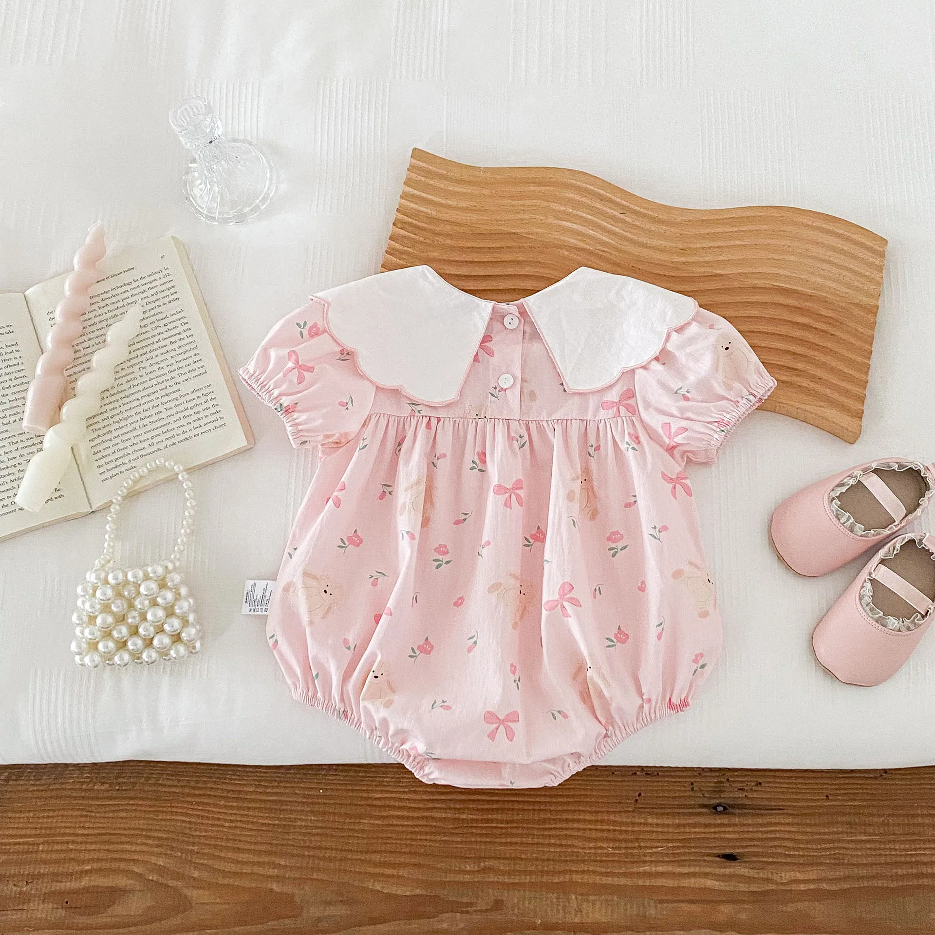 22281-1 Baby Short Sleeve Clothes 2024 Summer New Baby Girl's One Piece Clothes 100 Days Princess Climbing Clothes 3