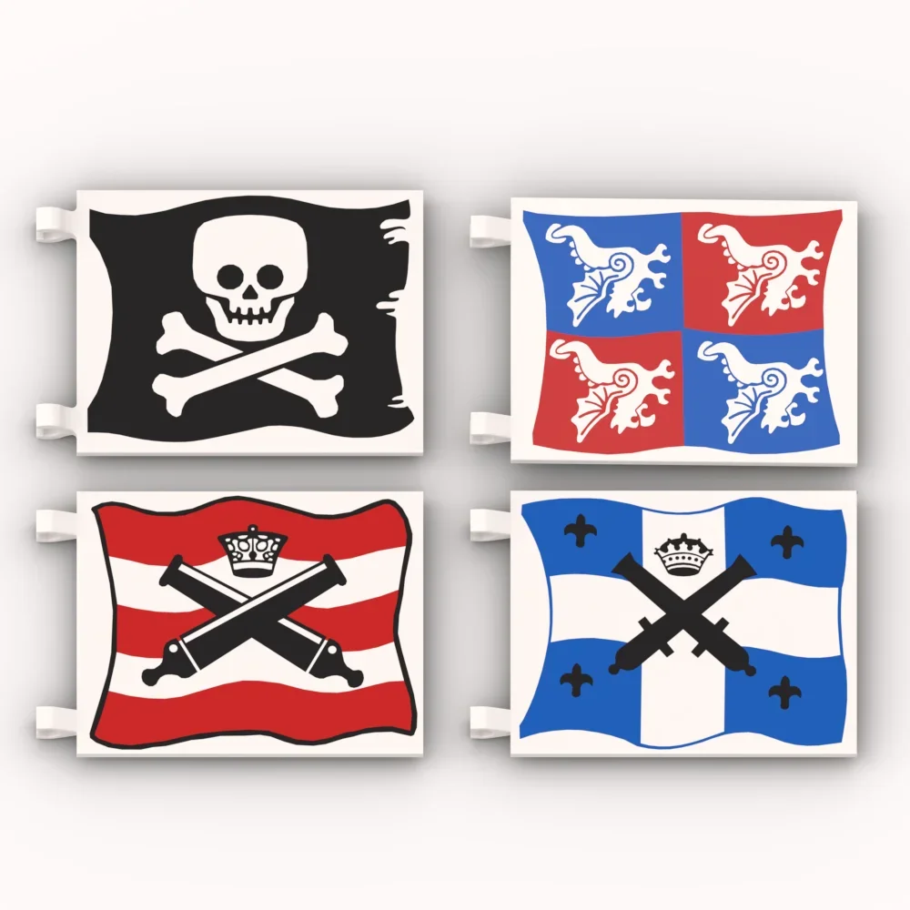 Pirate Flag Building Blocks Set for Kids 2525 pcs Jolly Roger with Crossed Black Cannons MOC Toy Bricks