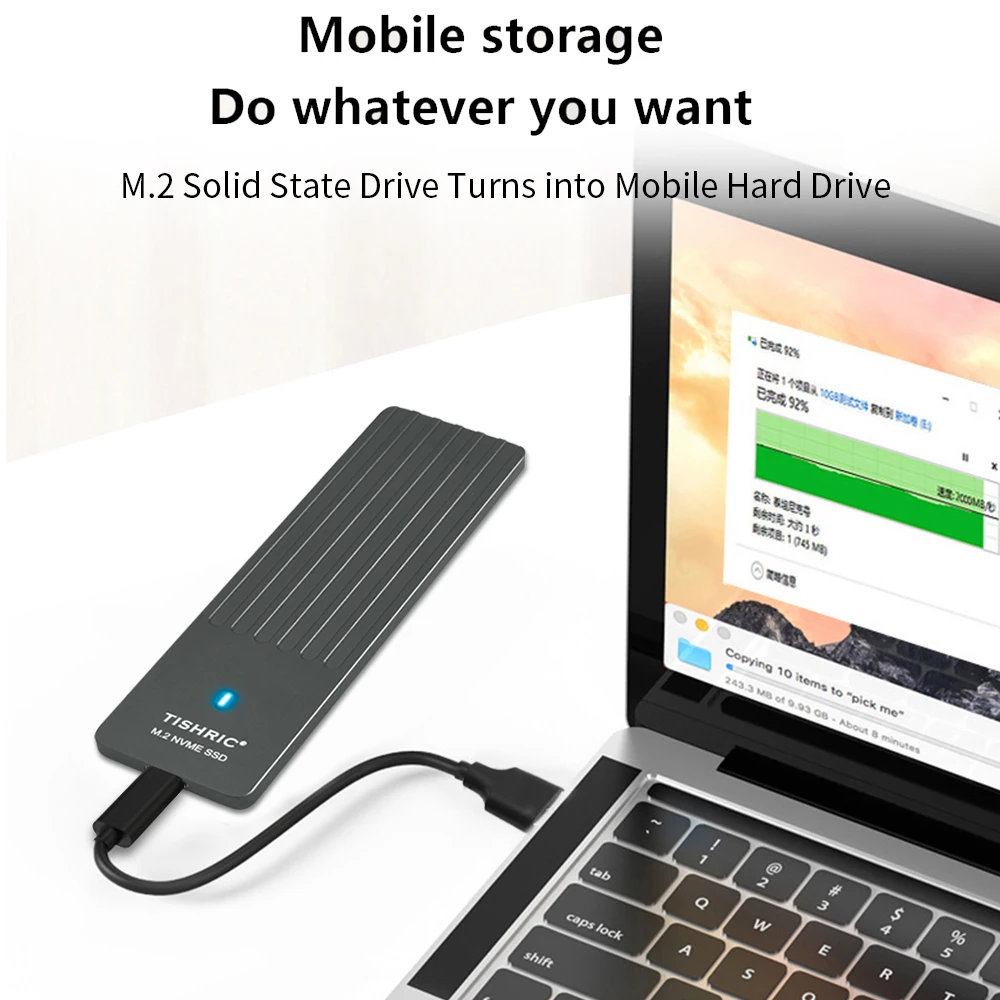 M2 NVME SSD Enclosure M Key 10Gbps Type C 5MM Ultra-thin External Hard Drive Case Adapter SSD Adapter Hard Drive Adapter