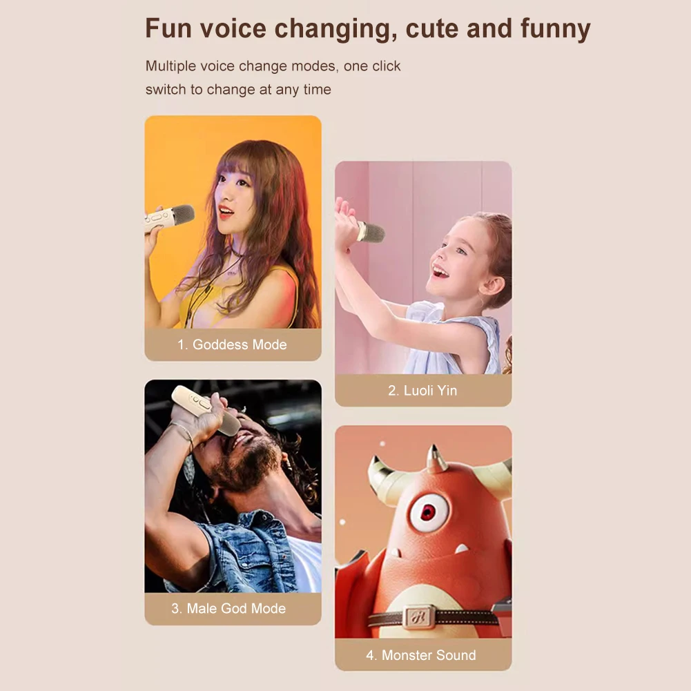 블루투스 호환 5.3 미니 홈 시어터 스피커, 무선 마이크, 소형 스피커, 조절 가능한 LED 조명, 어린이 및 성인용 선물