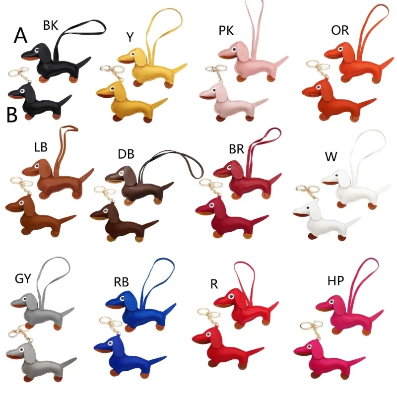 Lot De 2 Porte-clés Teckel, Pendentif De Sac De Chien En Cuir, Porte-bonheur, Décoration Teckel, Cadeau Pour Femmes Et Hommes, Marron/noir, 11,8 X 8 Cm