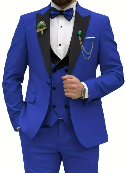 Casual Business Men's Suit Three-piece Bridegroom Best Man Wedding Banquet Dress Costume Homme Trajes Elegante Para Hombres mens suits