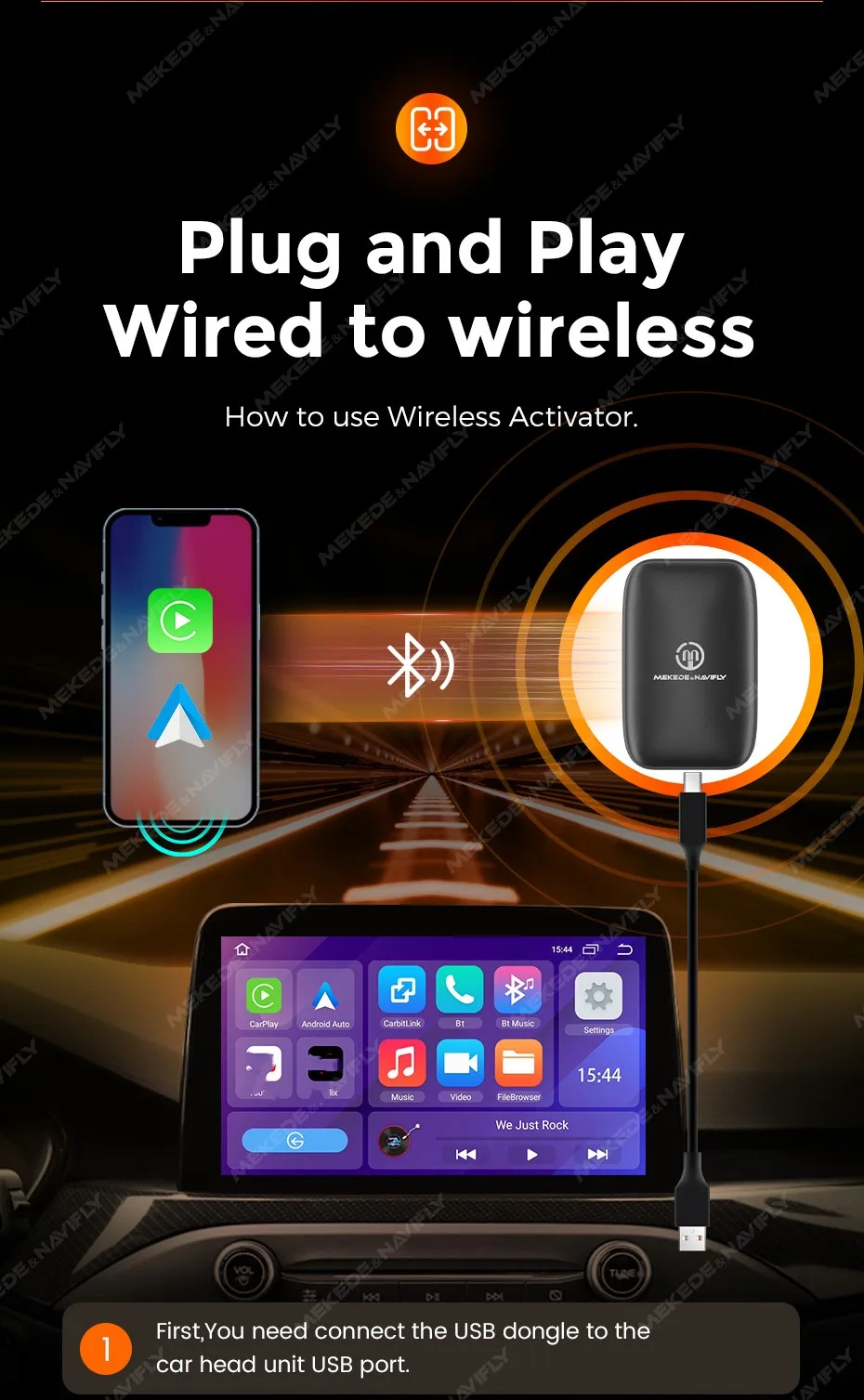 MEKEDE EU Store Original Auto-Bildschirm-Upgrade Plug-and-Play AI BOX Carplay AUTO für Netflix IPTV Spotify BT USB unterstützt SD-Karte – Detail 10