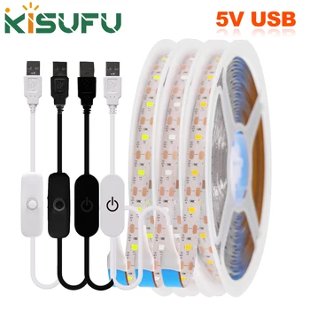 5V HA CONDOTTO LA Luce di Striscia USB Dimmer/Interruttore Bianco Caldo Blu Nastro Adesivo Impermeabile 2835 60LED Armadio Camera Illuminazione Notturna 1M 3M 5M 1