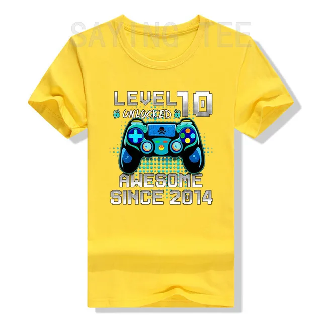 Level 10 Unlocked Awesome Since 2014 Gamer 10th Birthday T