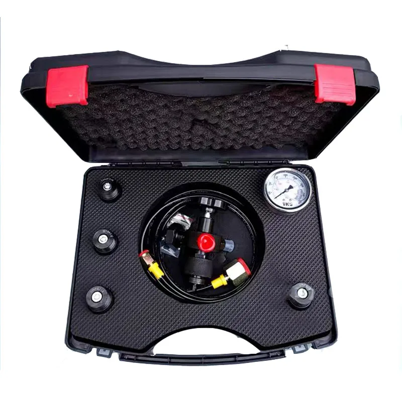 

Pressure Gauge Kit Hydraulic Accumulator Nitrogen Charging Valve Five Types Adapters 0-400Bar 6000Psi Pressure Gauge Test Kit