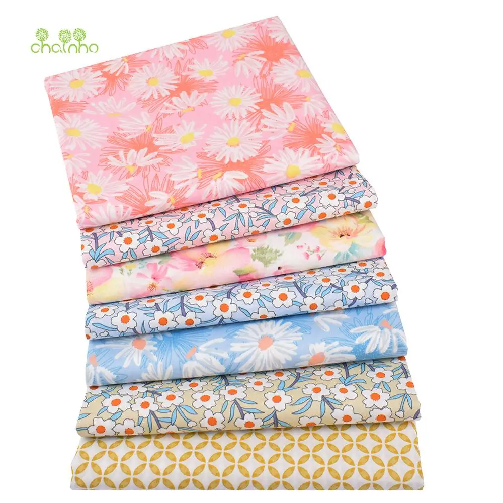 

Chainho,Printed Twill Cotton Fabric,DIY Sewing & Quilting Material,Patchwork Cloth,Small Floral Series,7 Designs,3 Sizes,CC097