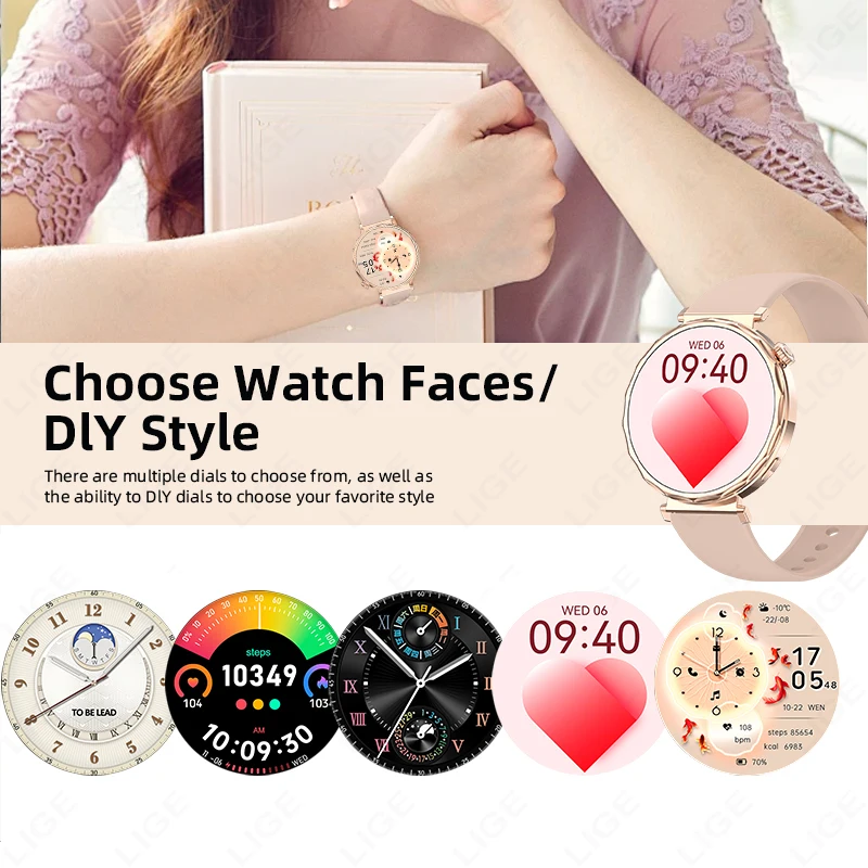 LIGE New Smart Watch Women 1.6 inch 360*360 AMOLED HD Screen GPS IP68 Sports Waterproof Heart rate Monitor Smartwatch Men Gift