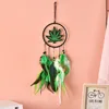 Wholesale Handmade Green Windchimes Home Decor Feather Crafts Dream Catcher 1