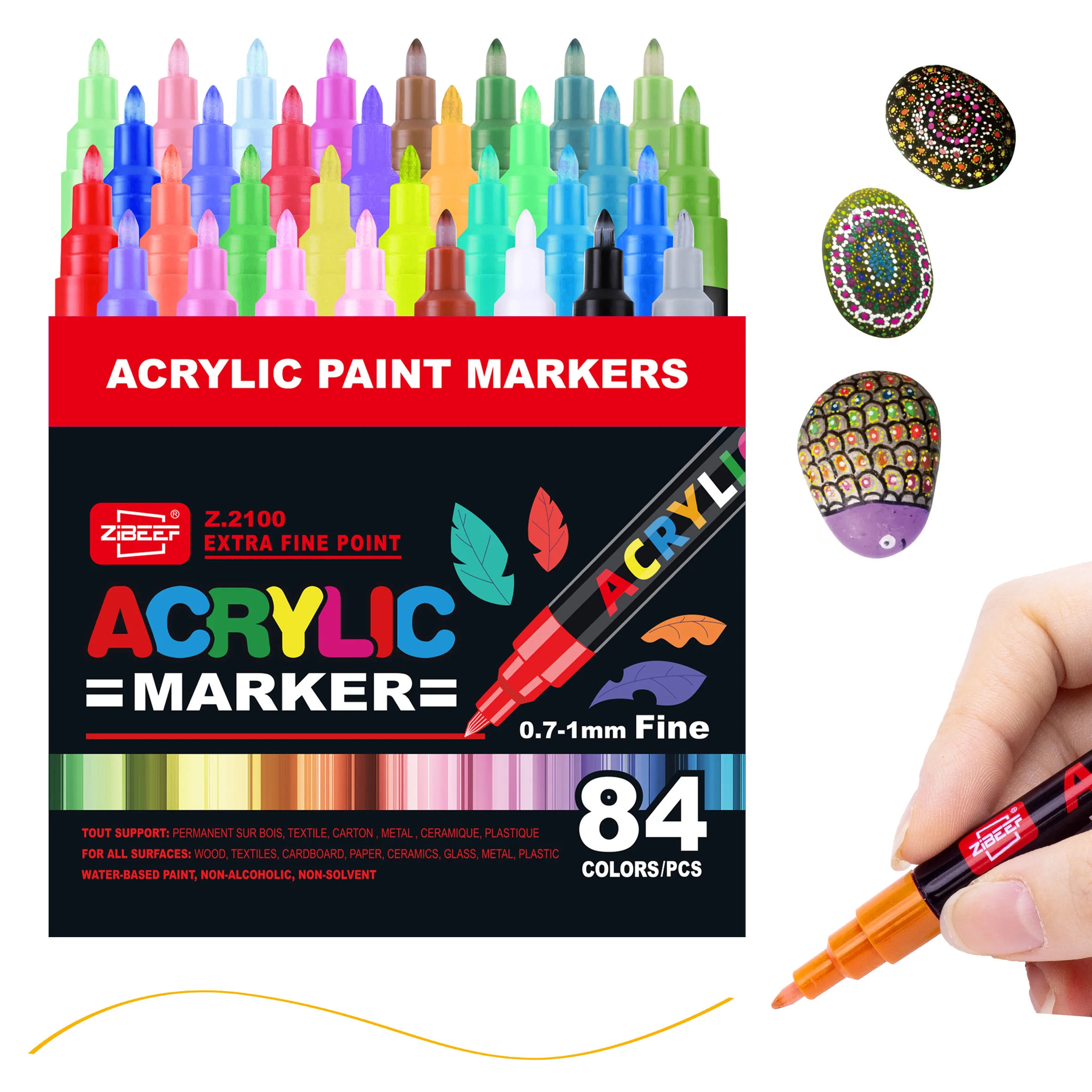 thumbnail image 2 of Artecho Acrylic Paint Markers - 36 Colors Fine Tip Paint Pens For Rocks, Ceramic & Crafts 2 of 14