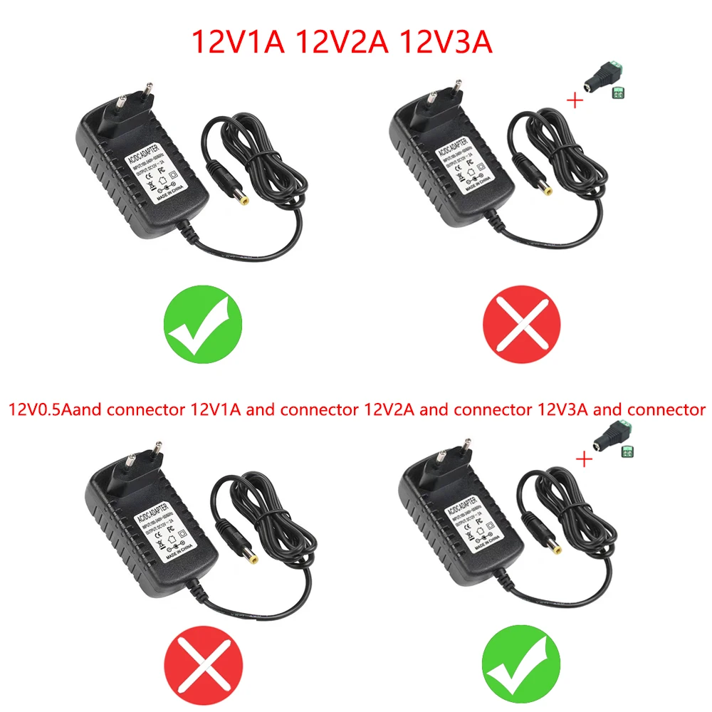 Universal 12V Power Supply Adapter with EU/US Plug
