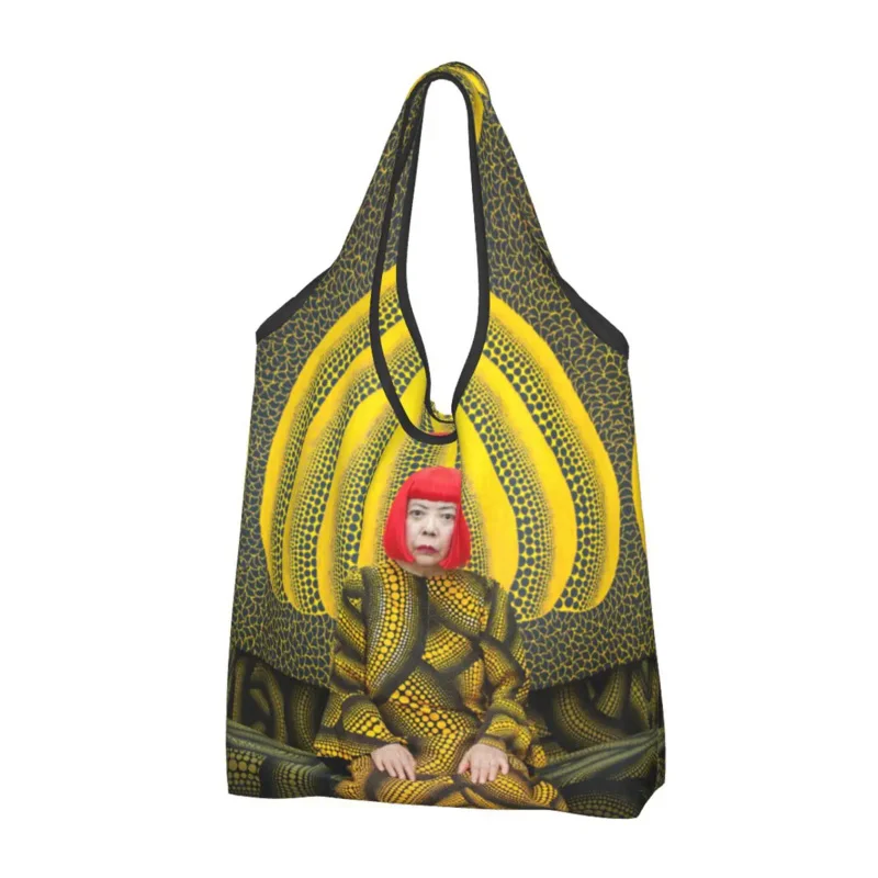 

Yayoi Kusama Groceries Tote Shopping Women Funny Pumkin Abstract Painting Shopper Shoulder Bags Large Capacity Handbag