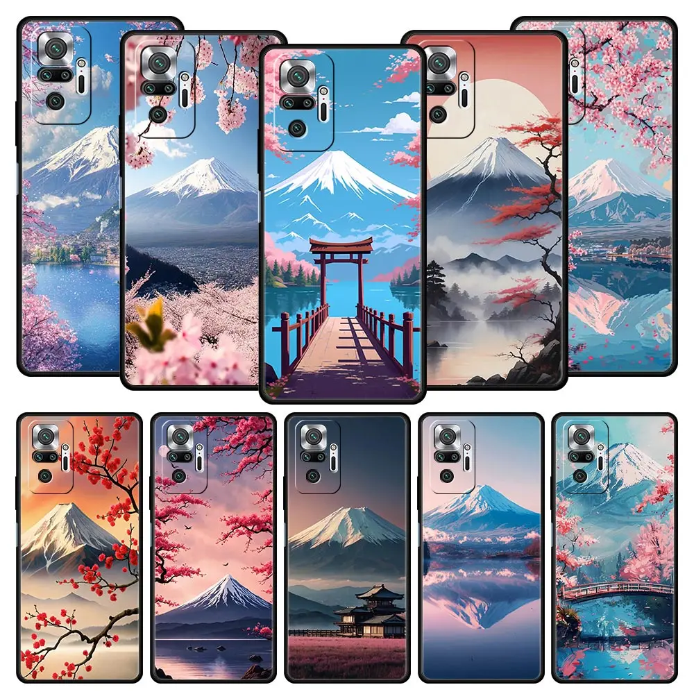 Japan Mount Fuji Cherry Blossom Phone Case For Xiaomi Redmi Note 14 13 