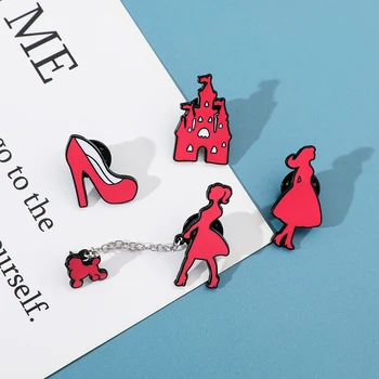 Disney Pink Barbie Princess Illustration Style Cartoon Brooch for Barbie Girls Fashion Creativity Clothing Badge Accessories 2