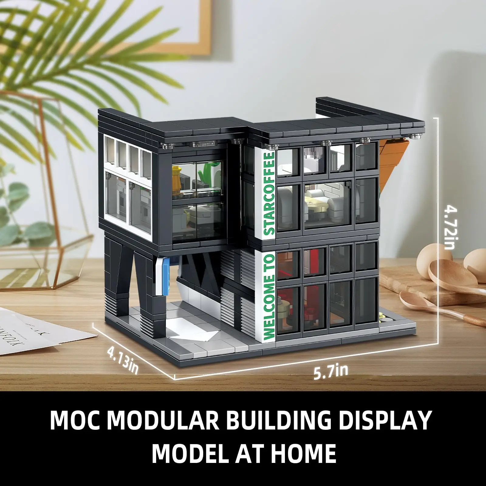 City Coffee House Building Blocks Set for Adults, Street View Construction Toy with Light, Christmas Gift for Kids (581 PCS) 6