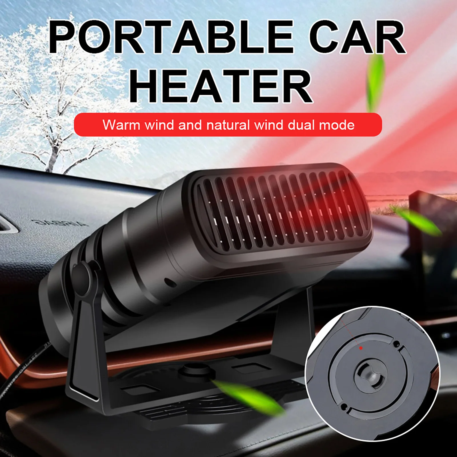 Car Windshield Defogger Defroster 2 in 1 Heating Fan
