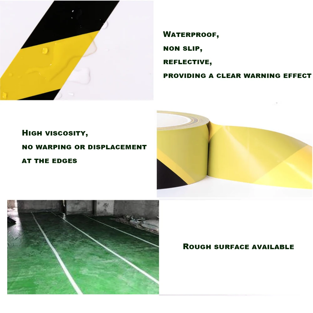 Anti slip floor tape self-adhesive warning tape yellow & black hazard safety striped barricade caution tape for floor factory stairs