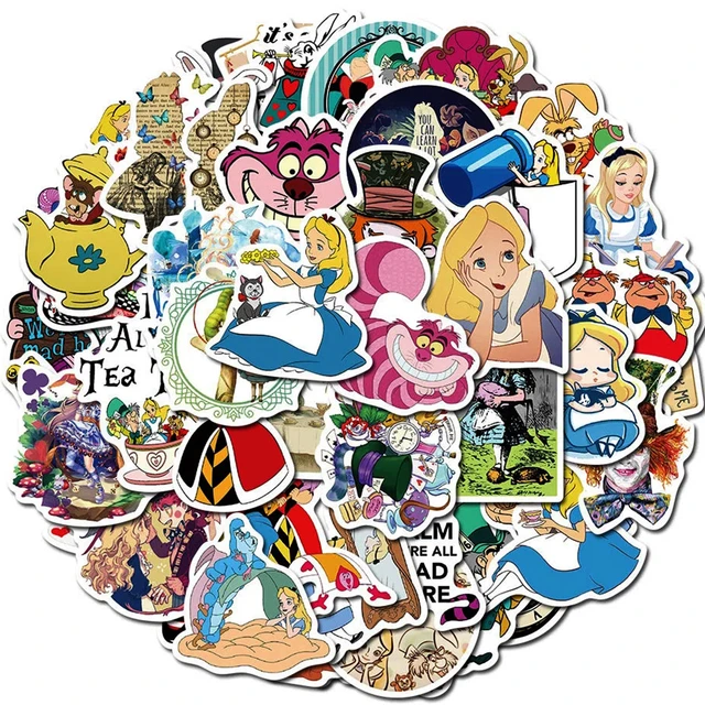 50 Pcs Alice in Wonderland Disney Movies Stickers for Kid Decal