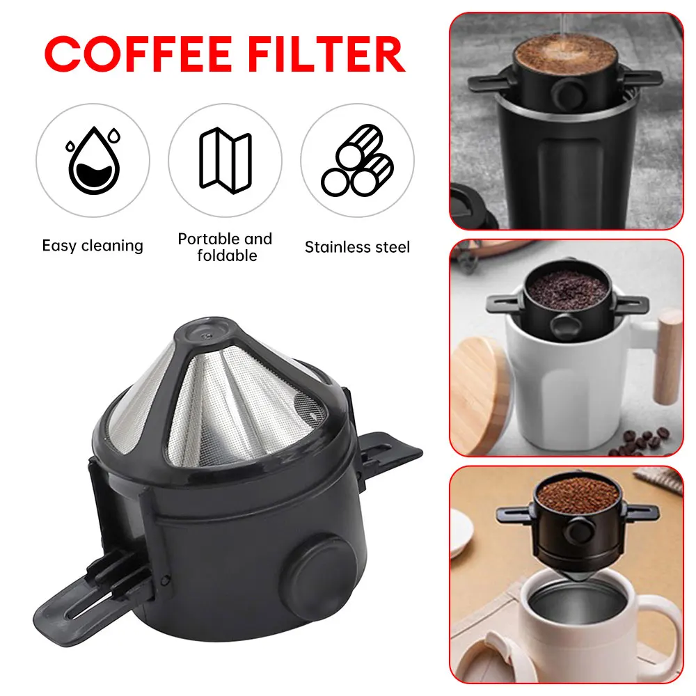 

Stainless Steel Portable Coffee Filter Drip Foldable Coffee Tea Pour Over Holder Reusable Mug Coffee Dripper Coffee Accessories