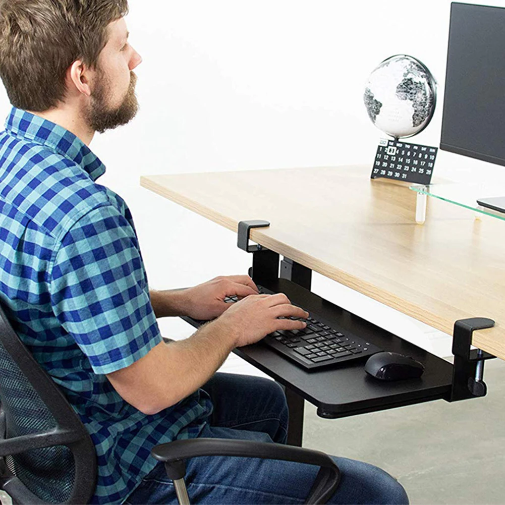 Extension de Bureau Ergonomique sous Le Bureau pour Clavier et Souris -  Plateau Coulissant pour Clavier sous Le Bureau 5 Couleurs - Organiseur de