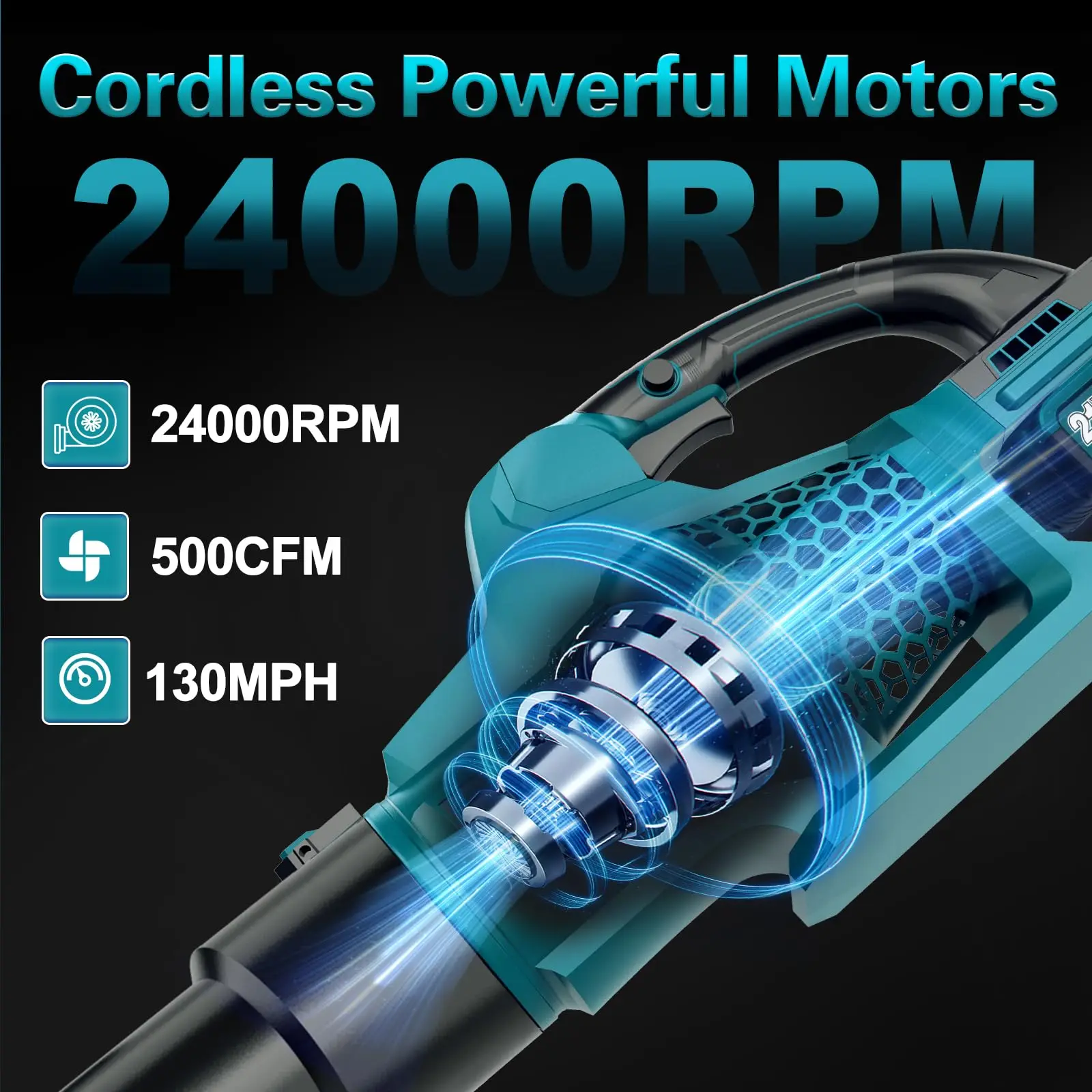 무선 500CFM 130MPH 전기 나뭇잎 송풍기 3 속도 전기 무선 나뭇잎 송풍기 잔디밭용 배터리 구동 송풍기