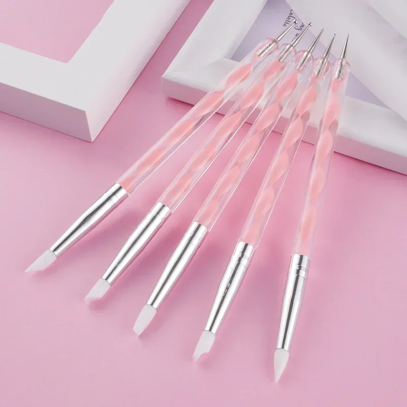 Polymer Clay Tools Pottery Tools Clay Sculpting Tools Pottery Sculpting Tools 5pcs Manicure Pen Stainless Steel Two Head Polymer Clay Tool Silicone Pen Sculpture Tools Dotting Pottery Tool
