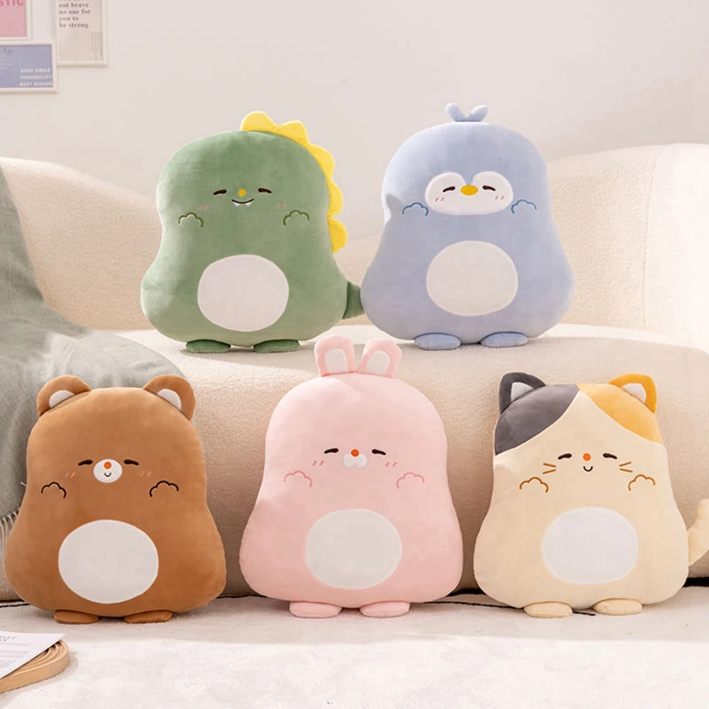 45CM 5 Kinds Of Fun Stuffed Animal Throw Pillow Dinosaur Rabbit Penguin Cat Bear Cute Doll Super Soft Backrest Birthday Gift