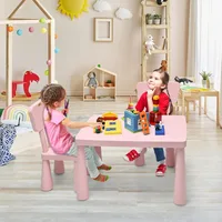 Kids Table and Chair Set, Plastic Children Activity Table and 2 Chairs for Art Craft, Easy-Clean Tabletop, for Daycare Playroom 2