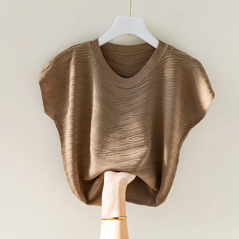 

Solid Color Women's Top V-neck Short Sleeves Summer Loose Clothing Women's T-shirt Fashion Everyday Tee 2024 News S82