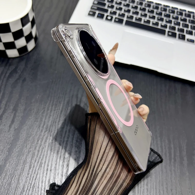Clear High Definition Protective Case with Dual Hinge Support and Magnetic Suction