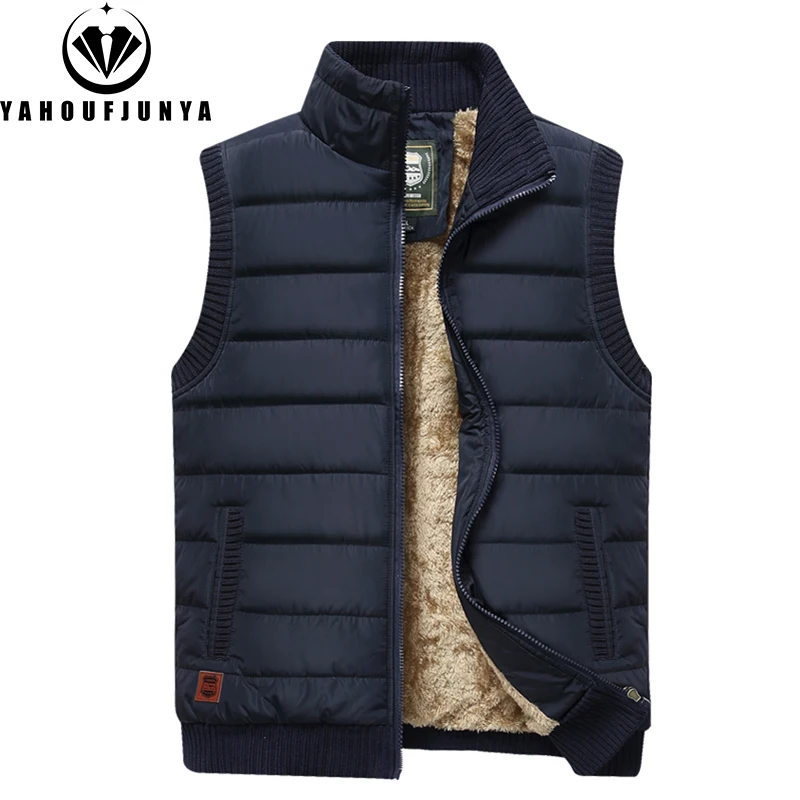 2024 Men Winter Sleeveless Casual Warm Stand Collar Vest Men Autumn Solid Color Outdoors Windproof Fashion Style Vest Male Coat 5