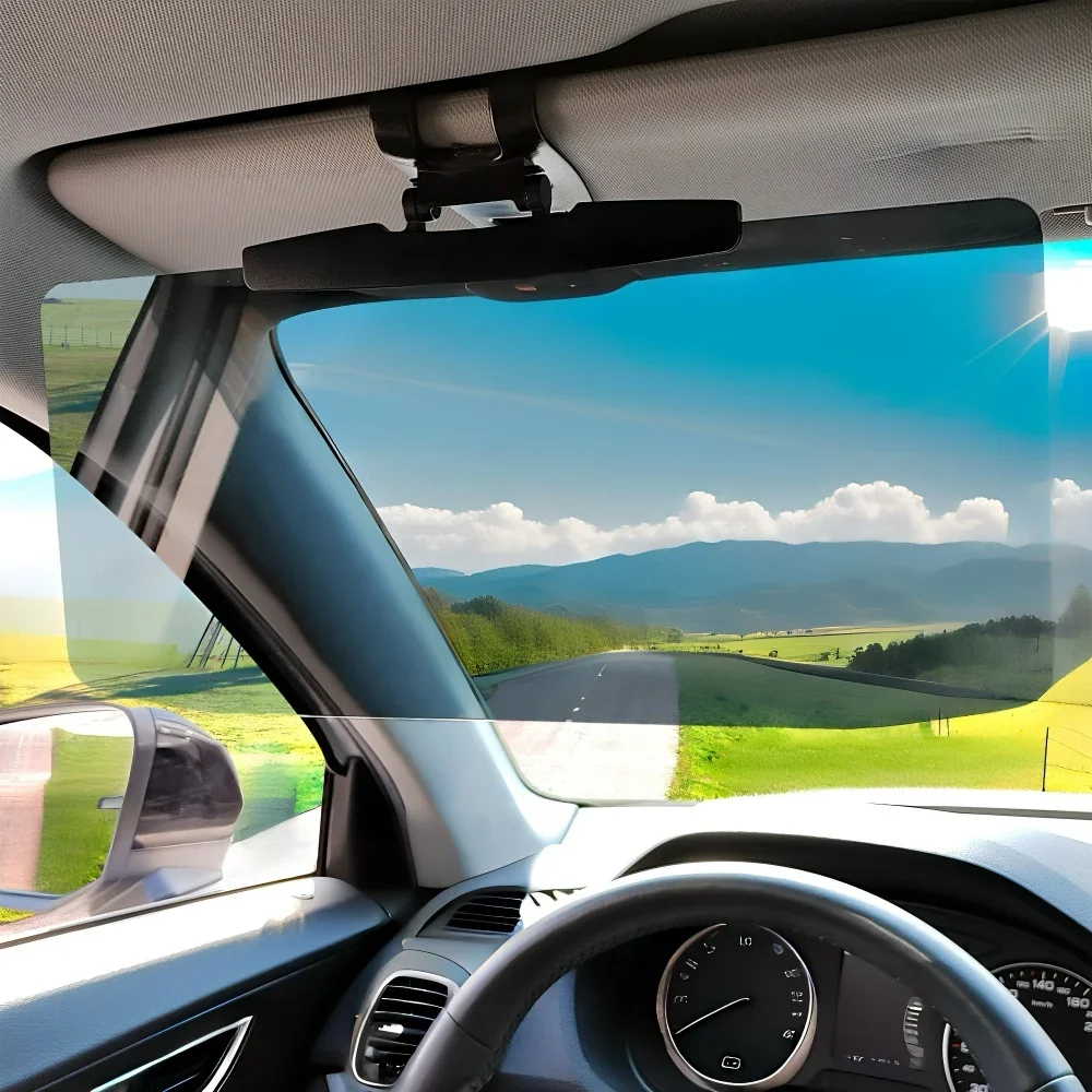 Car Sun Visor UV Blocking Anti Glare Sun Shade Polarized Anti-Dazzle Sunshade Day and Night Dual Use Blocker High Beam 1pcs