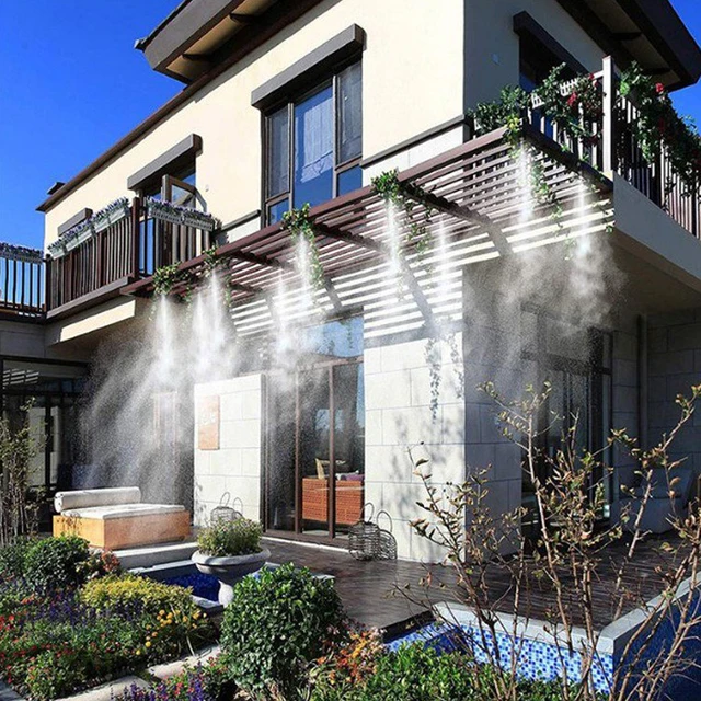 10 Méteres Víz Ködhűtő Sprinkler Szett Fúvókával Kerti Terasz Kültéri Üvegházhatású Növények Spray Tömlő Öntözőkészlet - Image 2