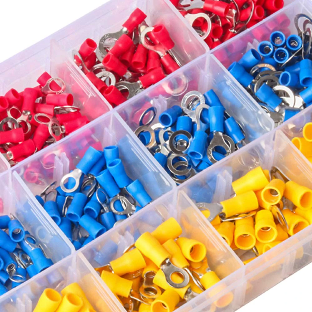 Kit 102 Connettori Elettrici A Crimpare – Terminali Ad Anello Isolati In Vinile, 22-10 AWG